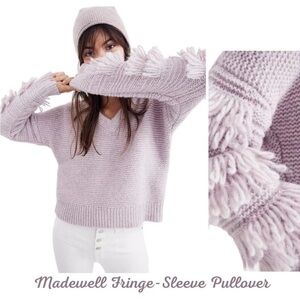 MADEWELL Fringe-Sleeve Pullover Sweater in Heather
Periwinkle - XS
